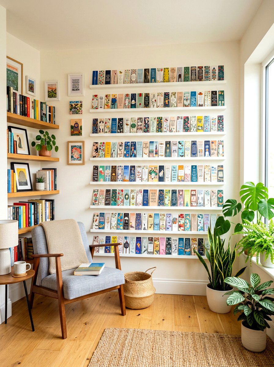 Bookmark bookcase ledge - 30 bookmark display ideas