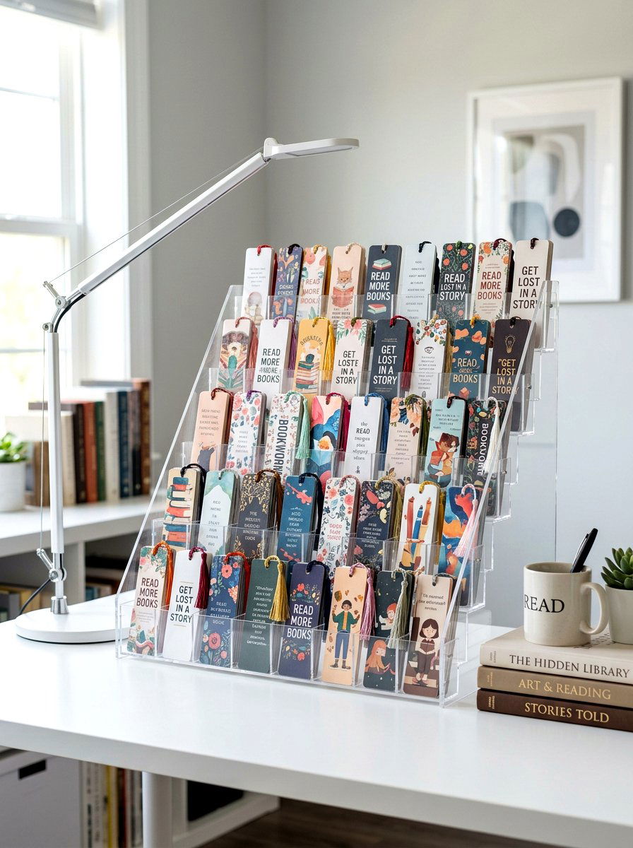 Bookmark clear acrylic case - 30 bookmark display ideas
