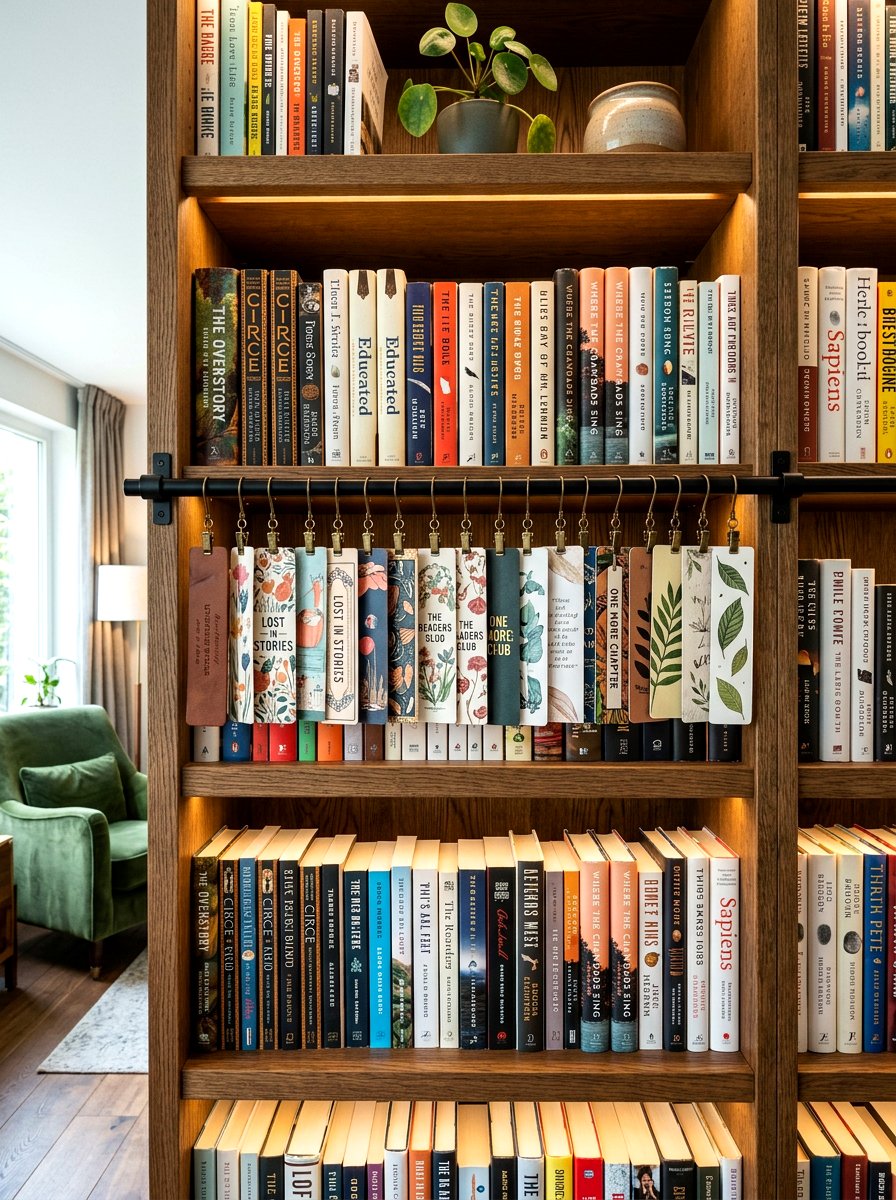 Bookmark curtain rod - 30 bookmark display ideas