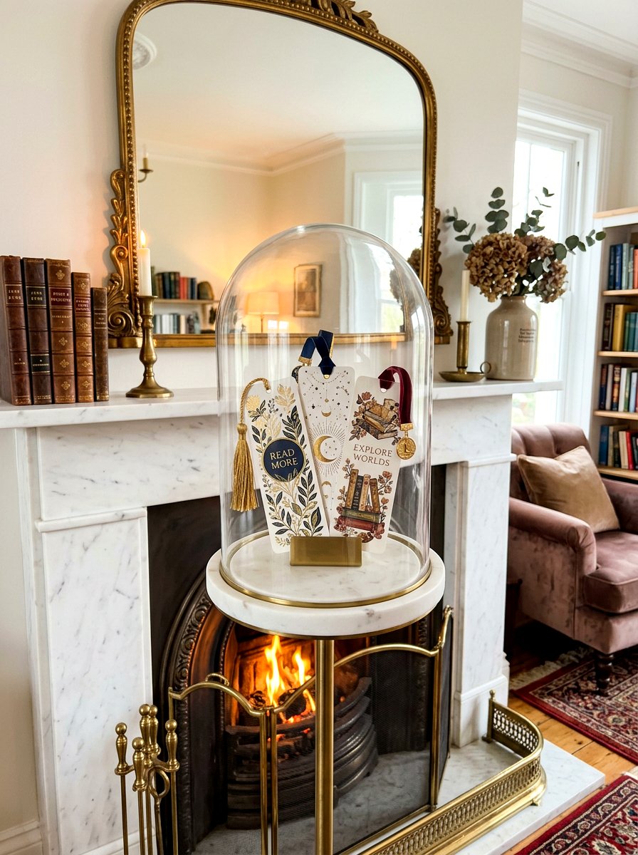 Bookmark glass dome cloche - 30 bookmark display ideas