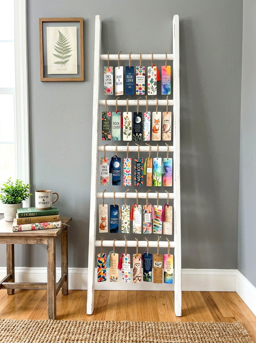 Bookmark ladder - 30 bookmark display ideas