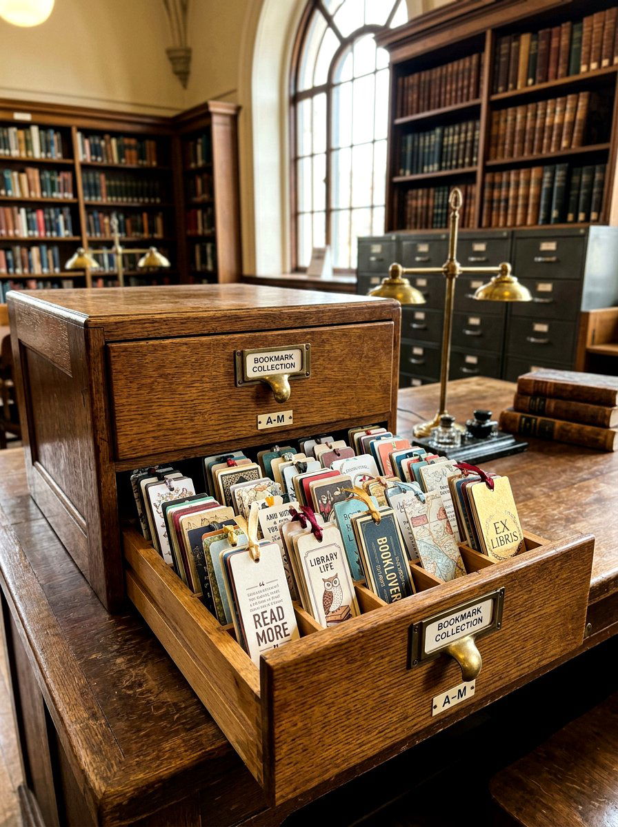 Bookmark library card drawer - 30 bookmark display ideas
