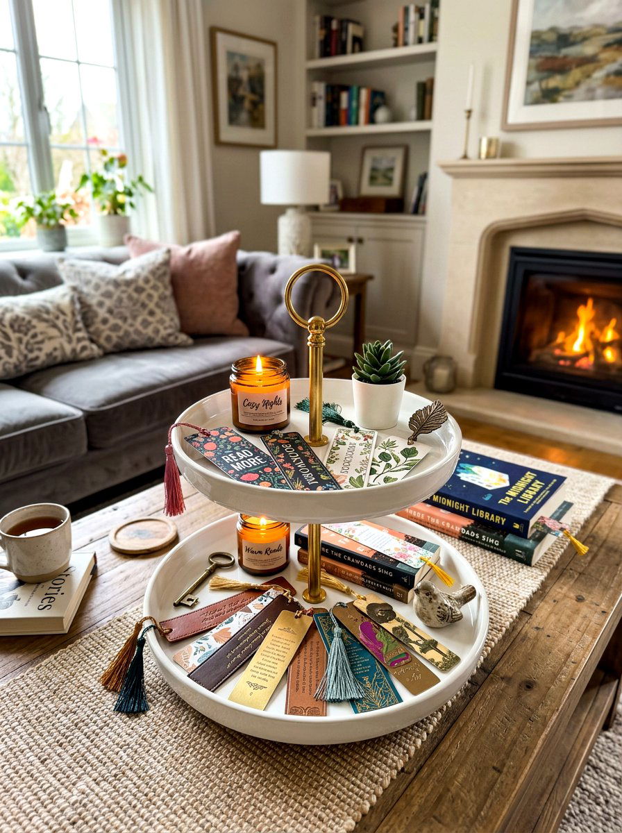 Bookmark tiered tray - 30 bookmark display ideas
