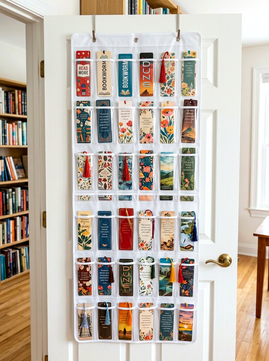 Bookmark vertical wall pocket - 30 bookmark display ideas