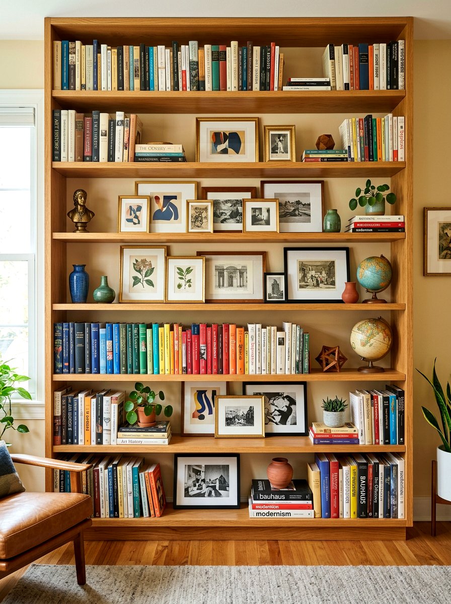 Bookshelf Art Layering - 30 leaning art wall ideas