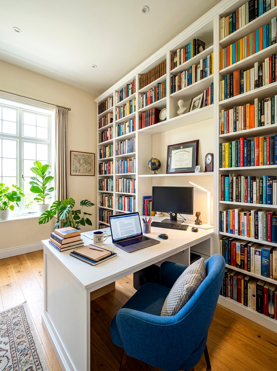 Bookshelf Combo Desk - 30 home office desk ideas