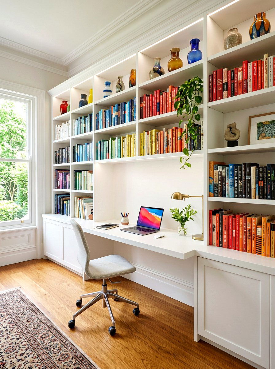 Bookshelf Desk - 30 office nook apartment ideas
