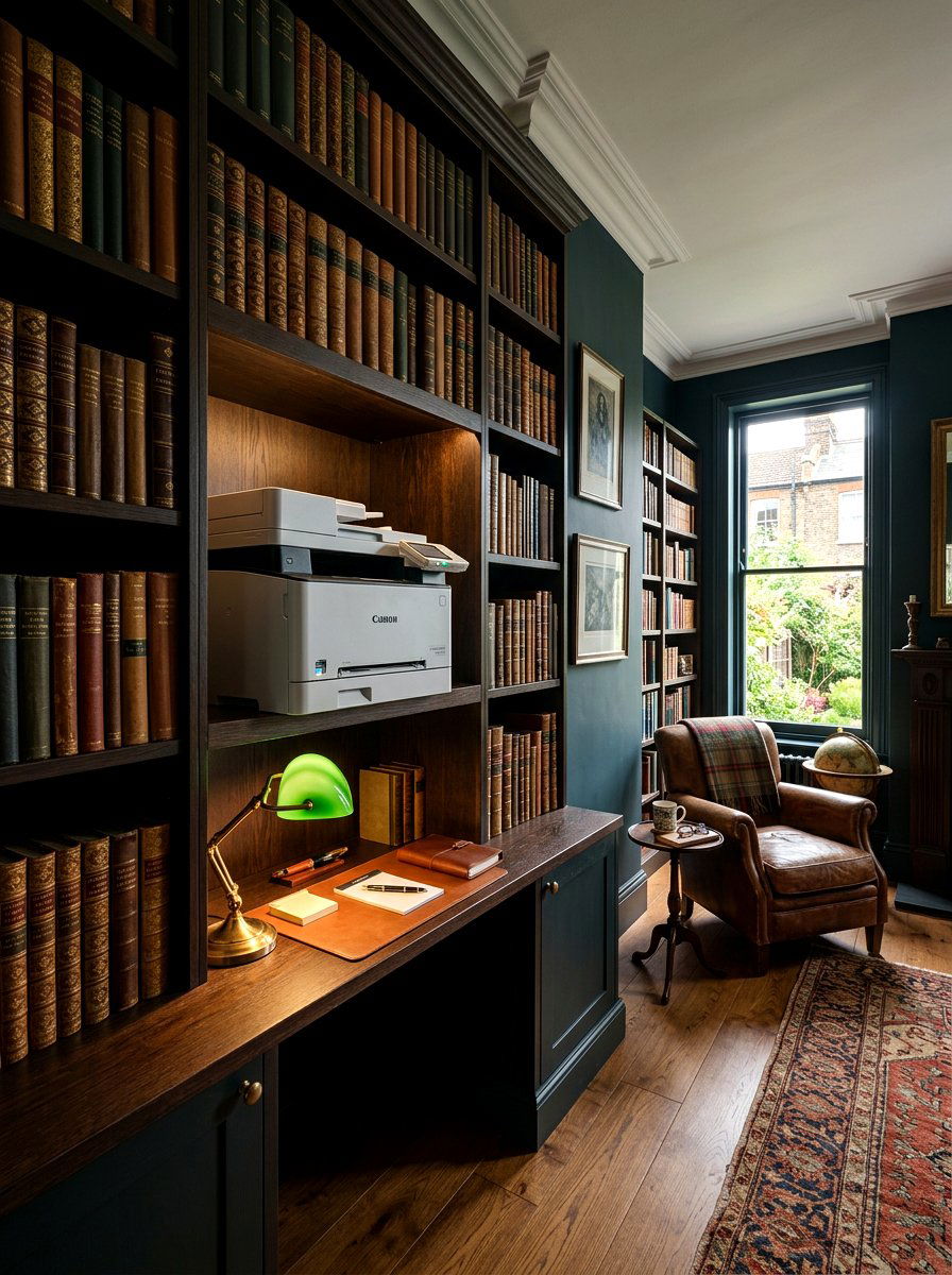 Bookshelf Printer Slot - 30 printer nook ideas