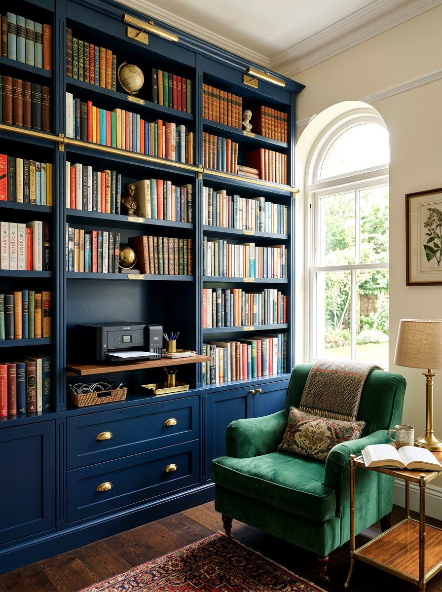 Bookshelf Printer Storage - 30 printer nook ideas