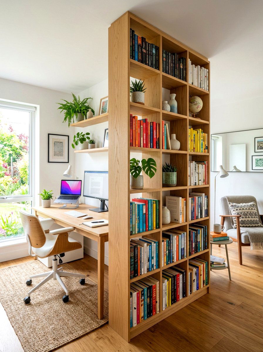 Bookshelf Room Dividers - 30 acoustic office decor ideas