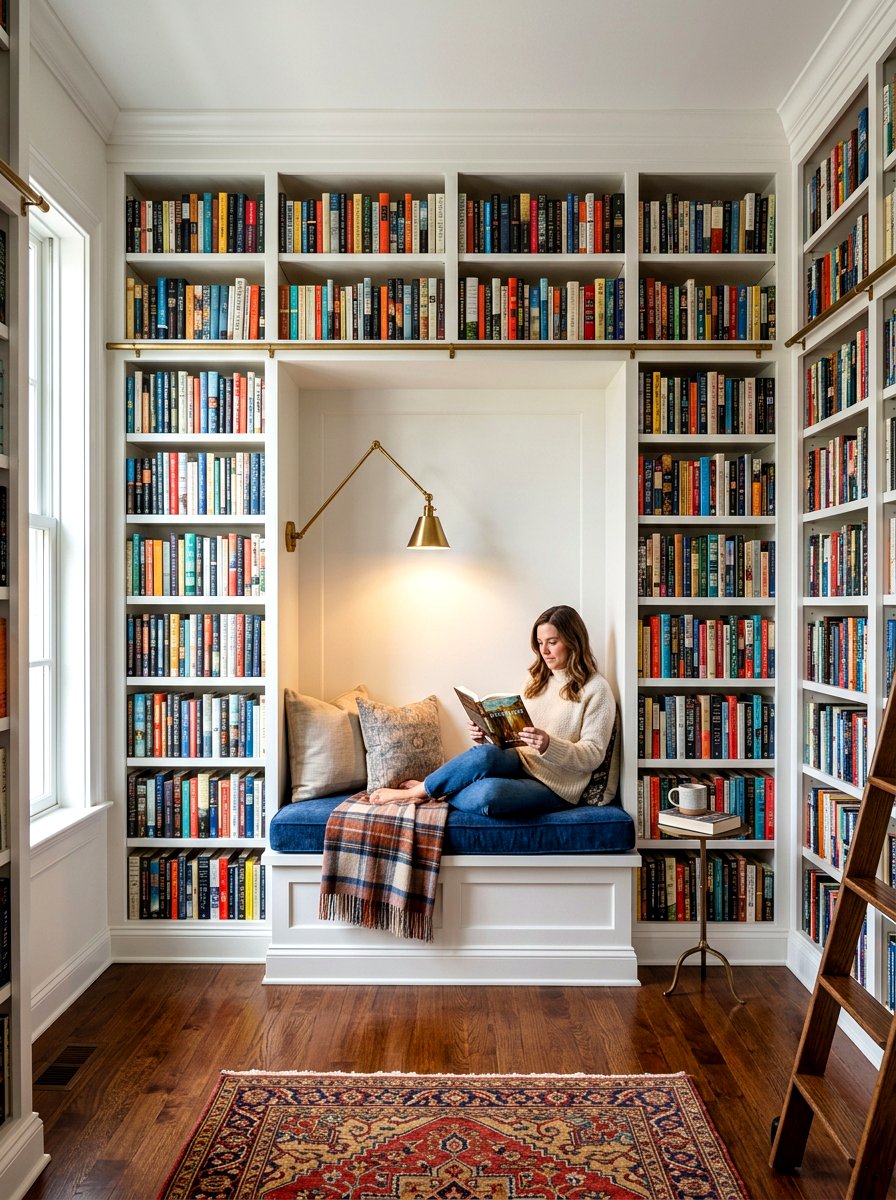 Bookshelf Seating Area - 30 kids reading den ideas