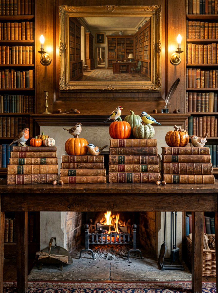 Bookshelf Style Mantel Layering - 30 fall mantel layering ideas