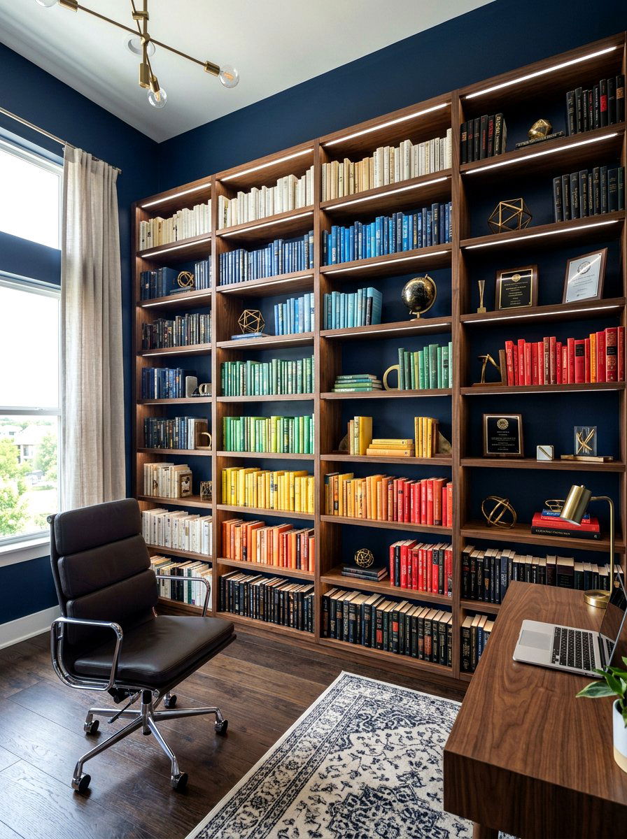 Bookshelf Wall - 30 video call background office ideas