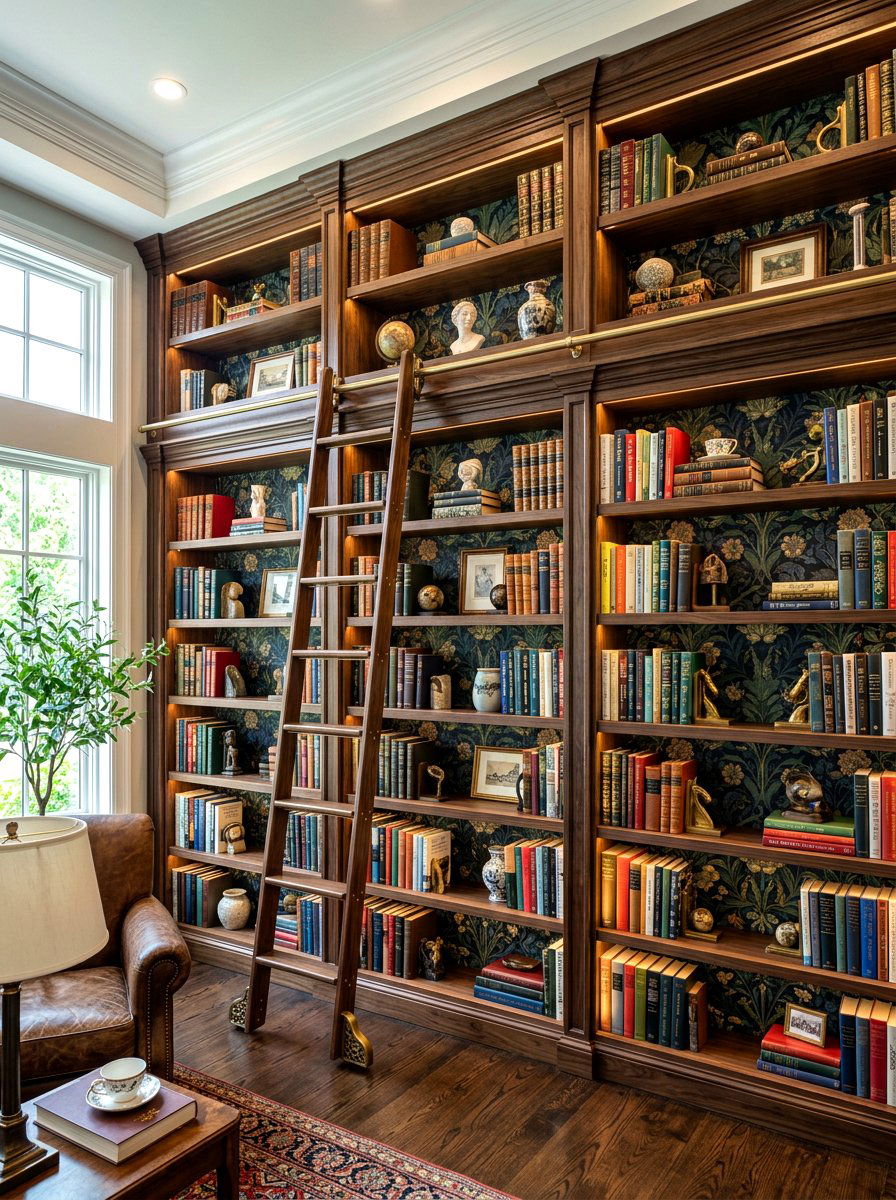 Bookshelf Wallpaper - 30 removable wallpaper room ideas