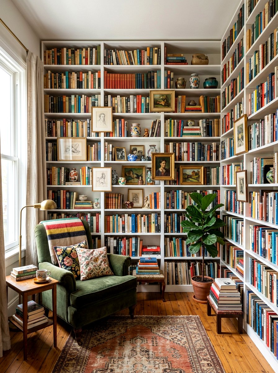 Bookshelf Wealth Aesthetic - 30 anti minimal living room ideas
