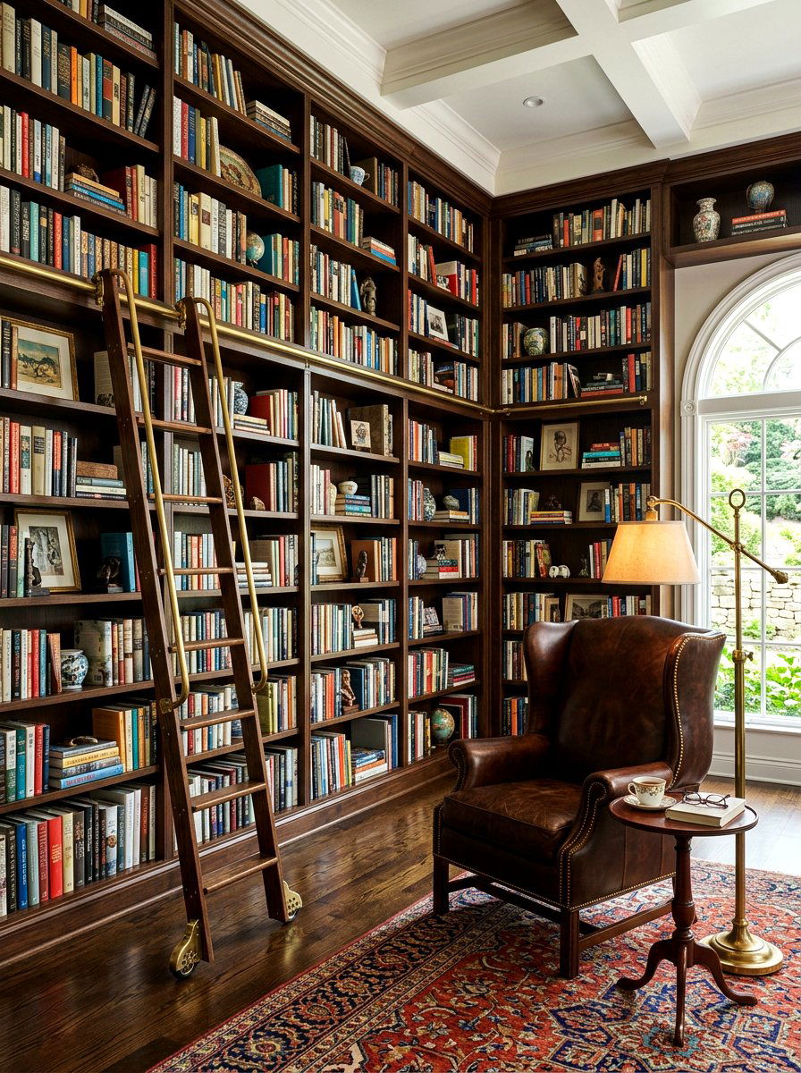 Bookshelf Wealth Library - 30 preppy home decor ideas