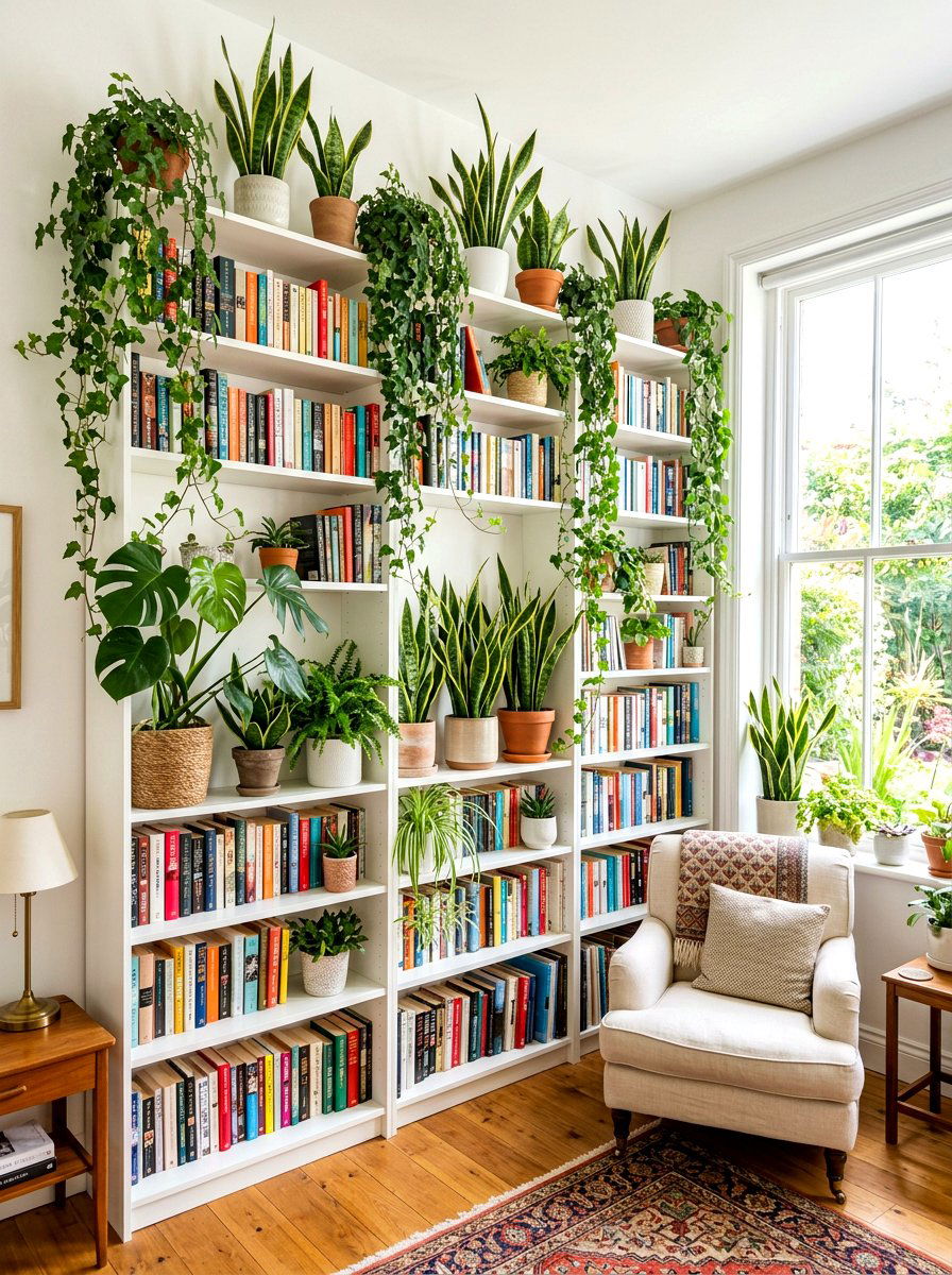 Bookshelf With Plants - 30 aesthetic bookshelf styling apartment ideas