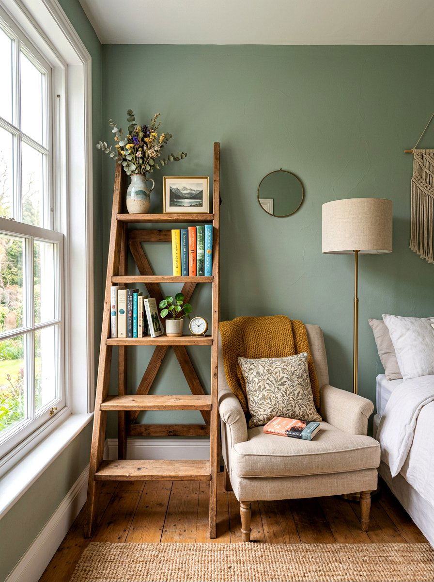 Bookshelf ladder bedroom - 30 decorative ladder ideas