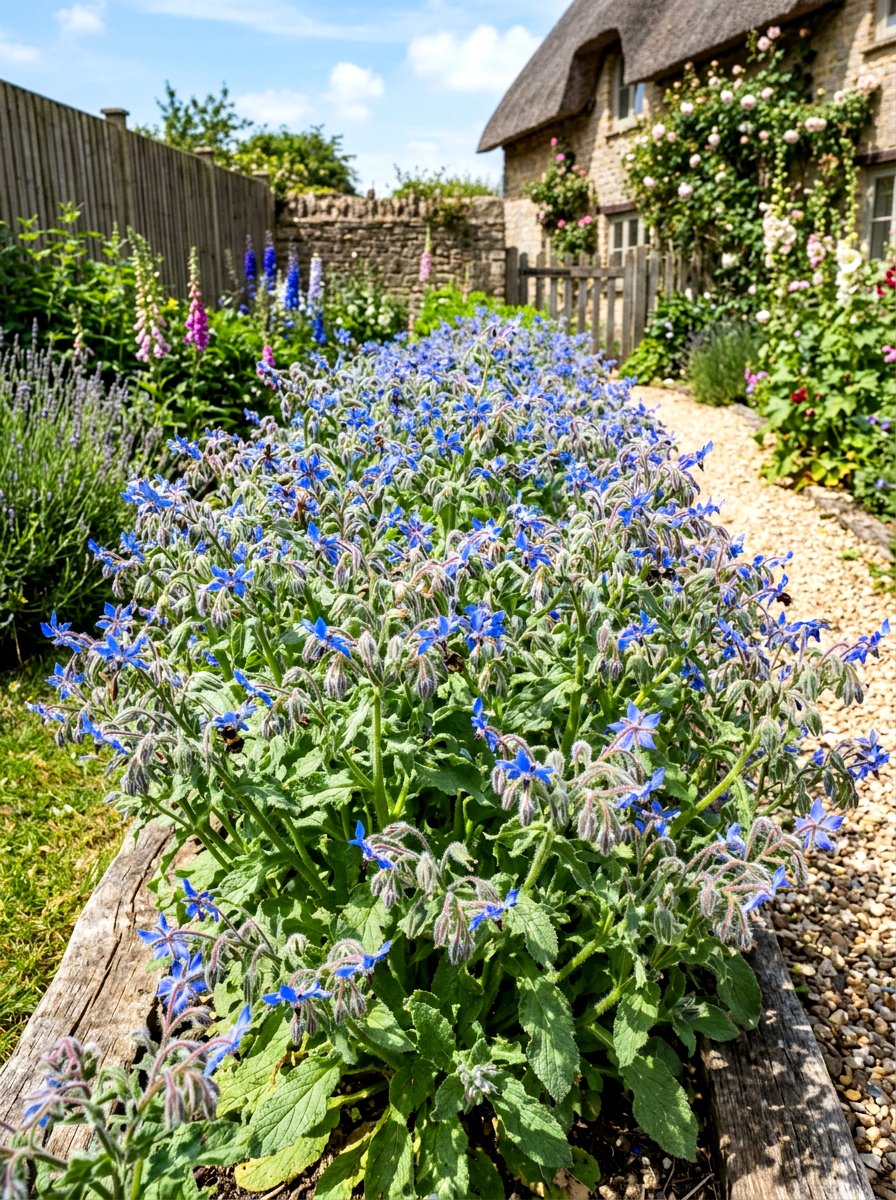Borage Edible Flower Bed - 30 sensory herb garden ideas