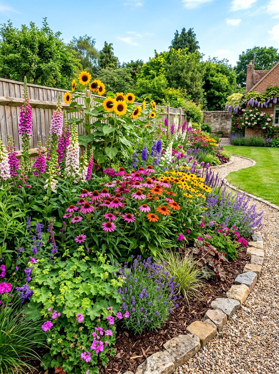 Border Flower Garden - 30 backyard cutting garden ideas