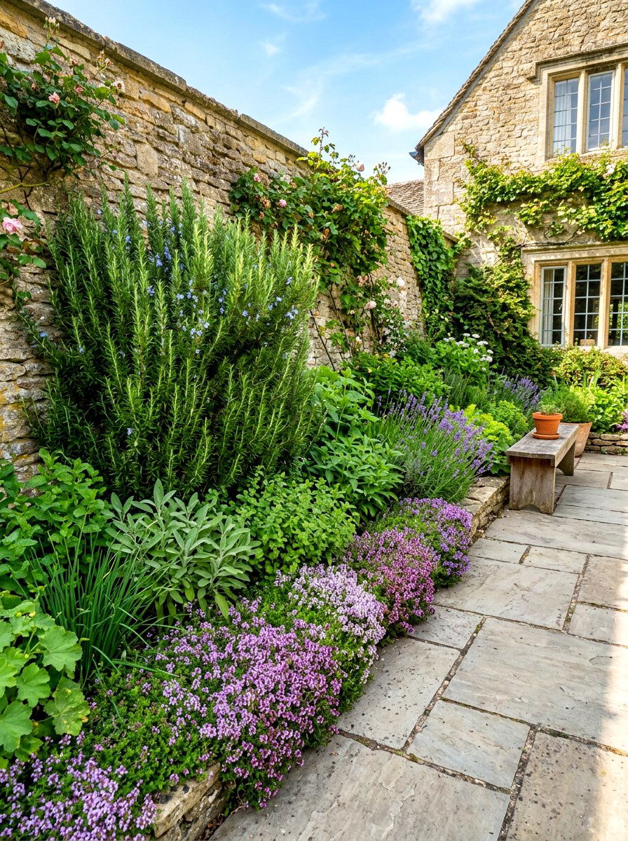 Border Herb Garden - 30 courtyard herb garden ideas