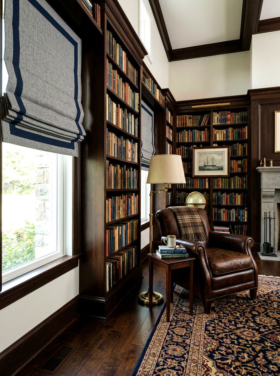 Bordered edge study shades - 30 roman shade ideas