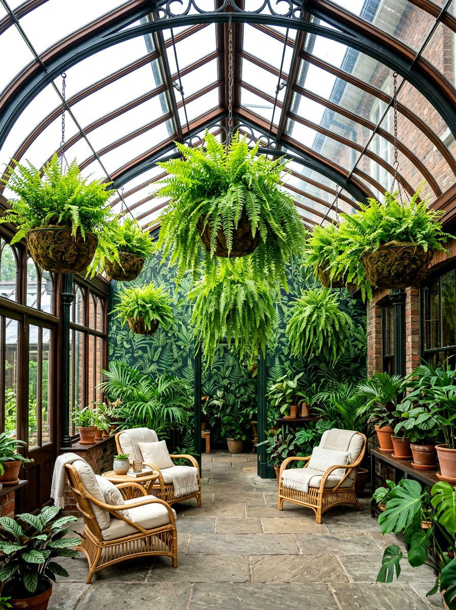 Boston Fern Hanging - 30 sunroom plant ideas