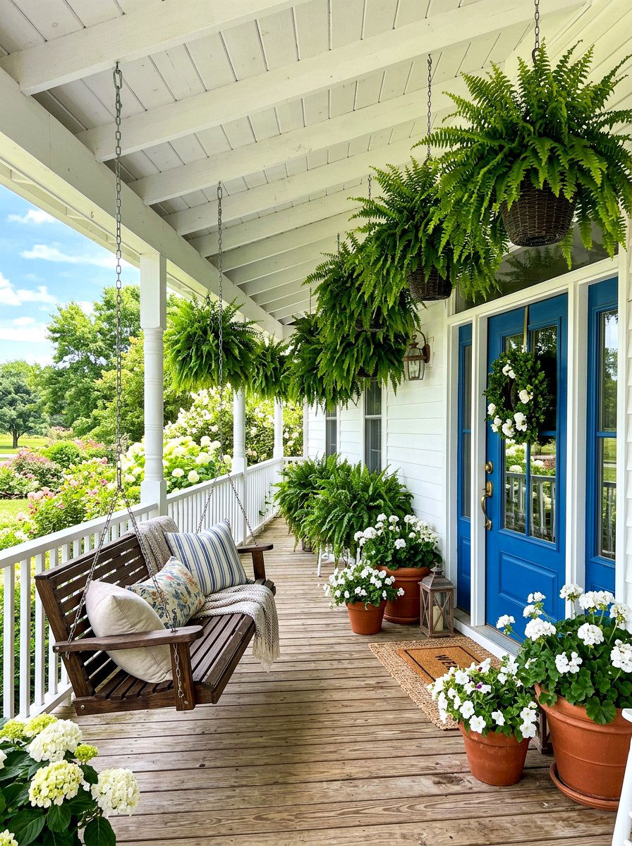 Boston Fern Porch - 30 hanging fern porch ideas