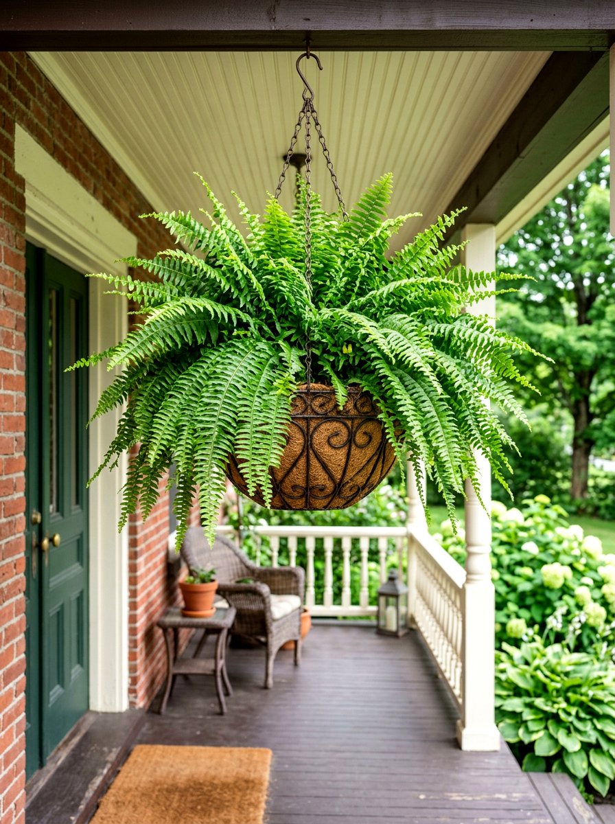 Boston fern basket - 30 hanging container garden ideas