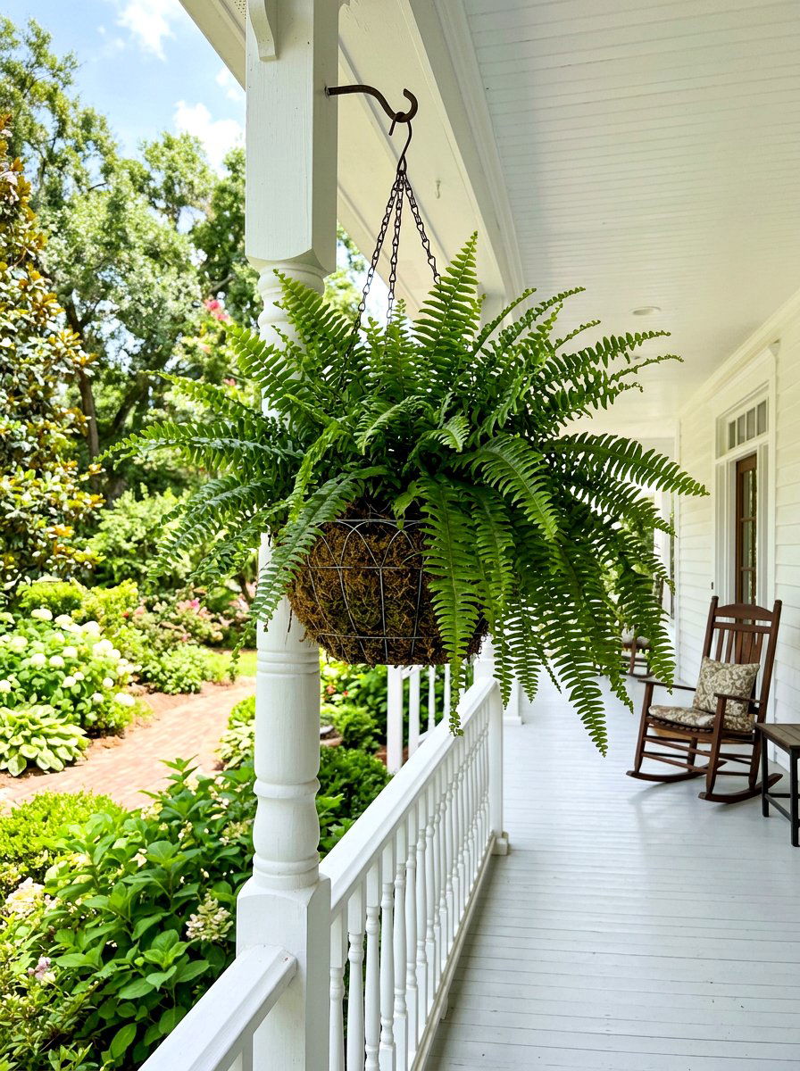 Boston fern hanging basket - 30 hanging flower basket ideas