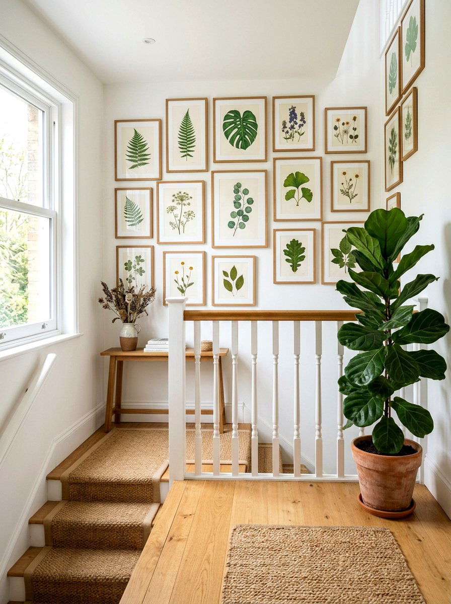 Botanical Art Gallery Wall - 30 stair landing gallery ideas