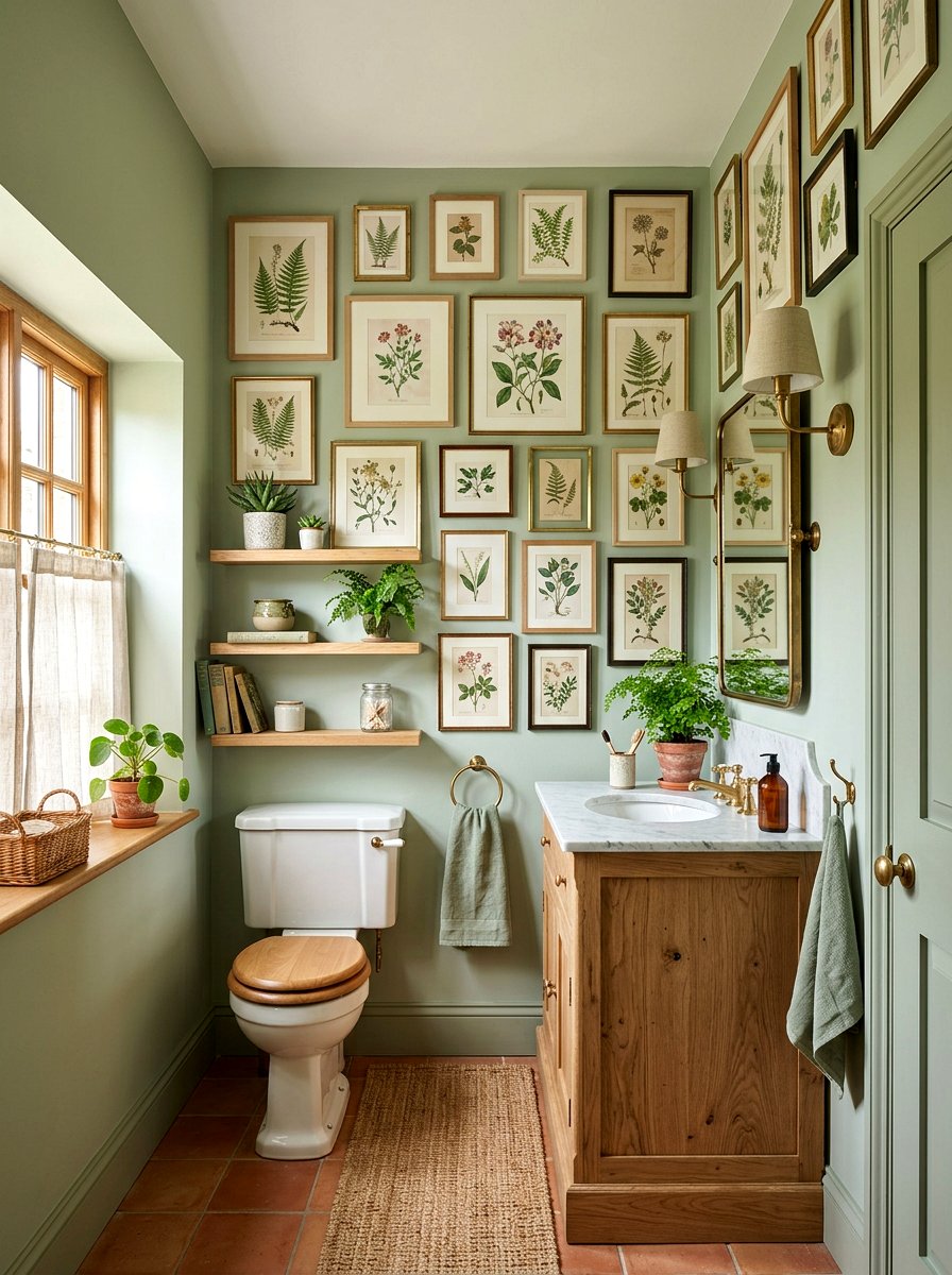 Botanical Art Powder Room - 30 vintage powder room ideas