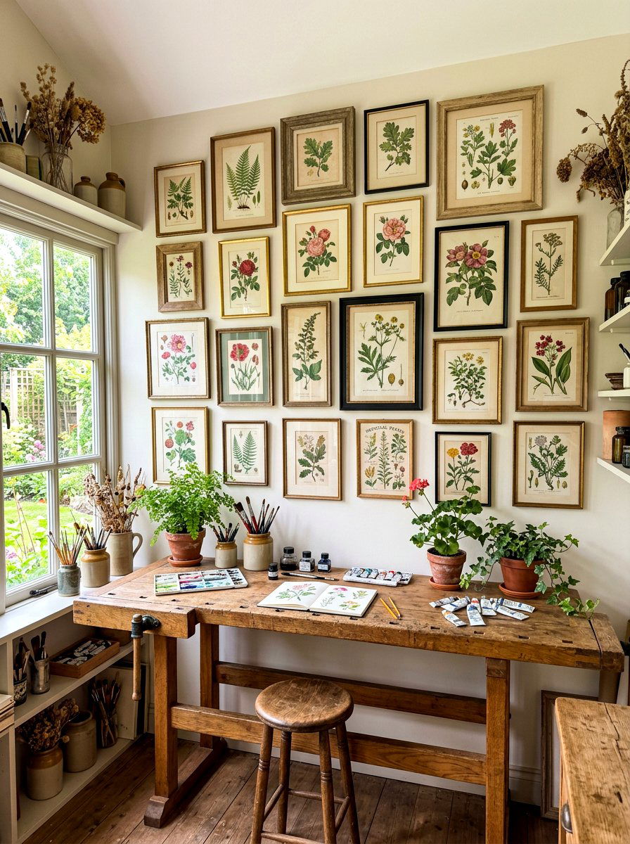 Botanical Art Shed Wall Decor - 30 potting shed decor ideas