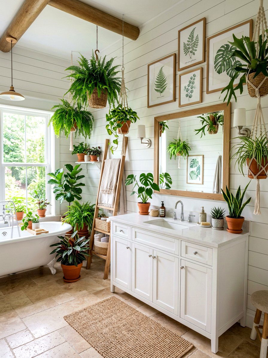 Botanical Bathroom Decor - 30 farmhouse bathroom ideas
