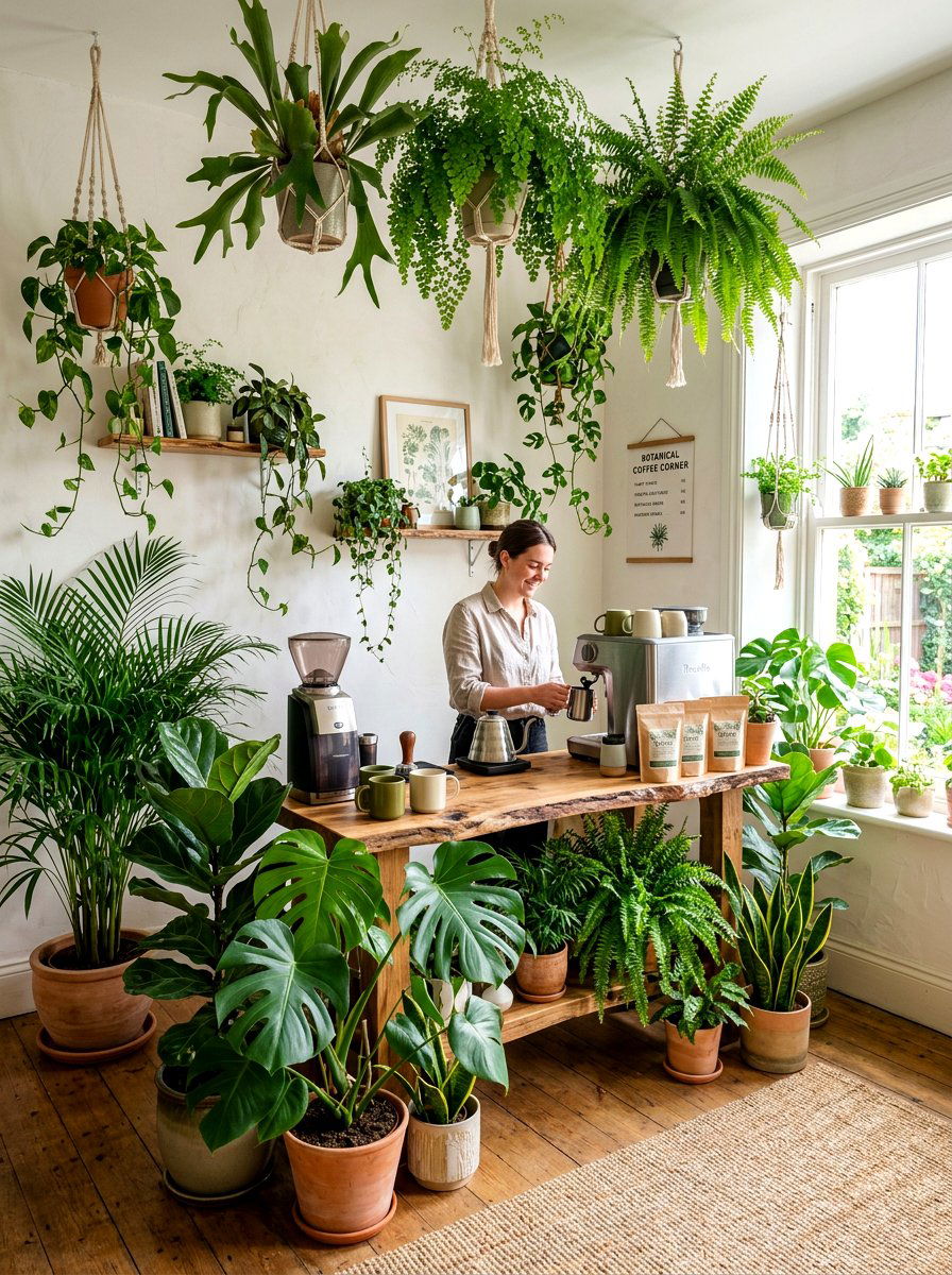 Botanical Coffee Corner - 30 corner breakfast coffee nook ideas