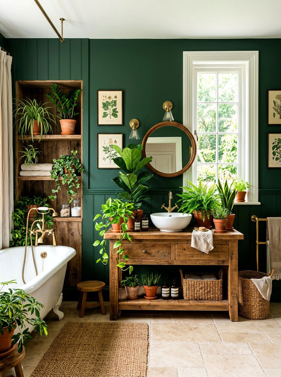 Botanical Farmhouse Bathroom - 30 moody farmhouse bathroom ideas