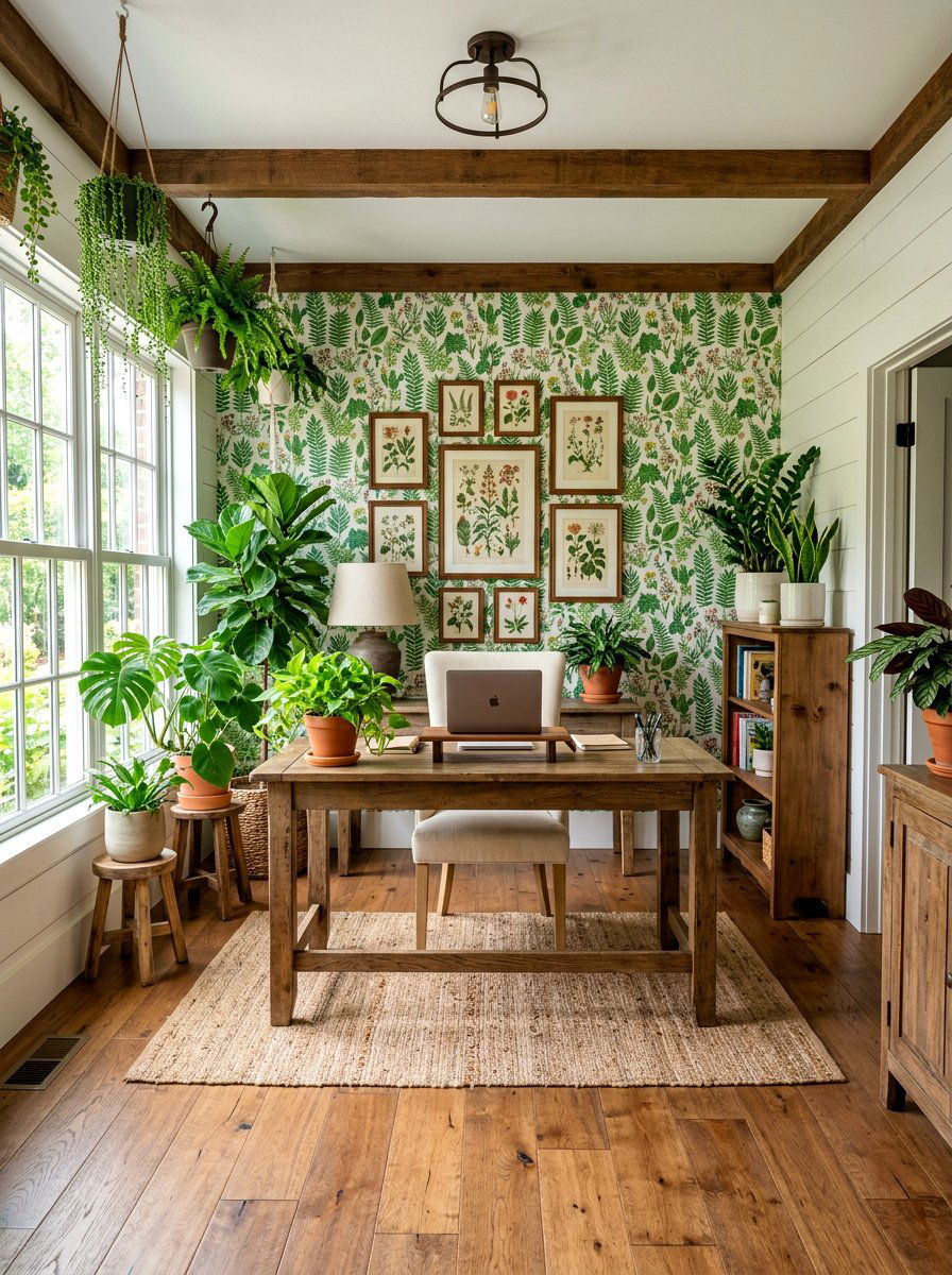 Botanical Farmhouse Office - 30 farmhouse home office ideas