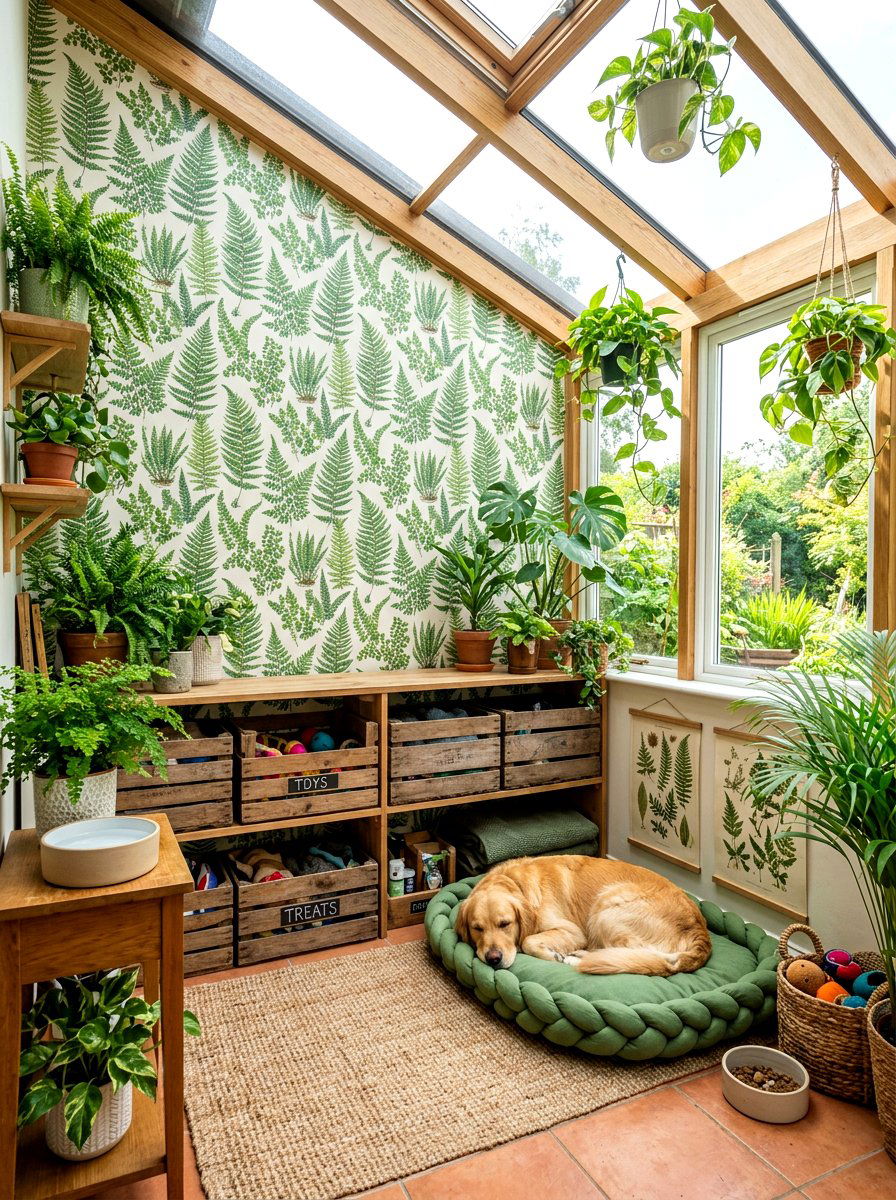 Botanical Fern Leaf Wallpaper - 30 pet room wallpaper ideas