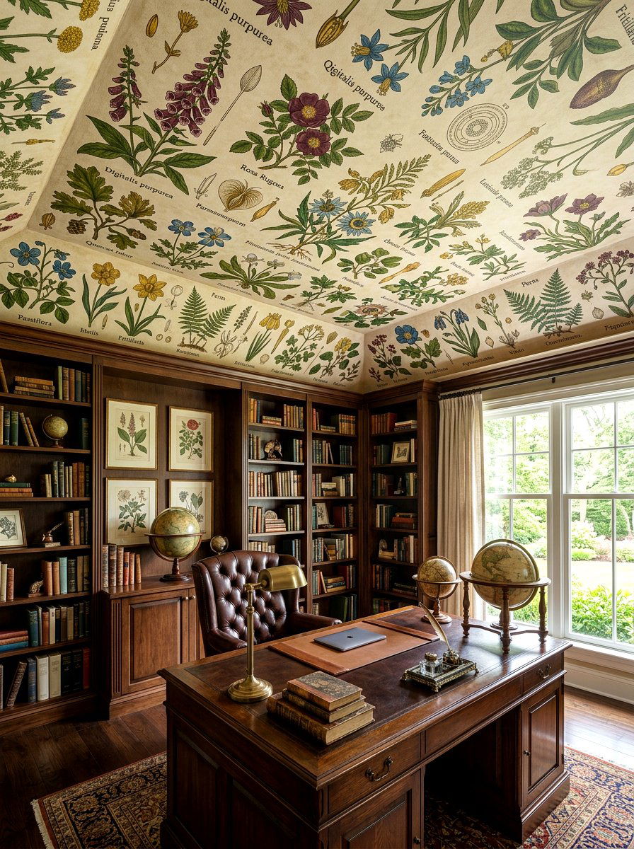 Botanical Floral Ceiling - 30 vintage floral ceiling ideas