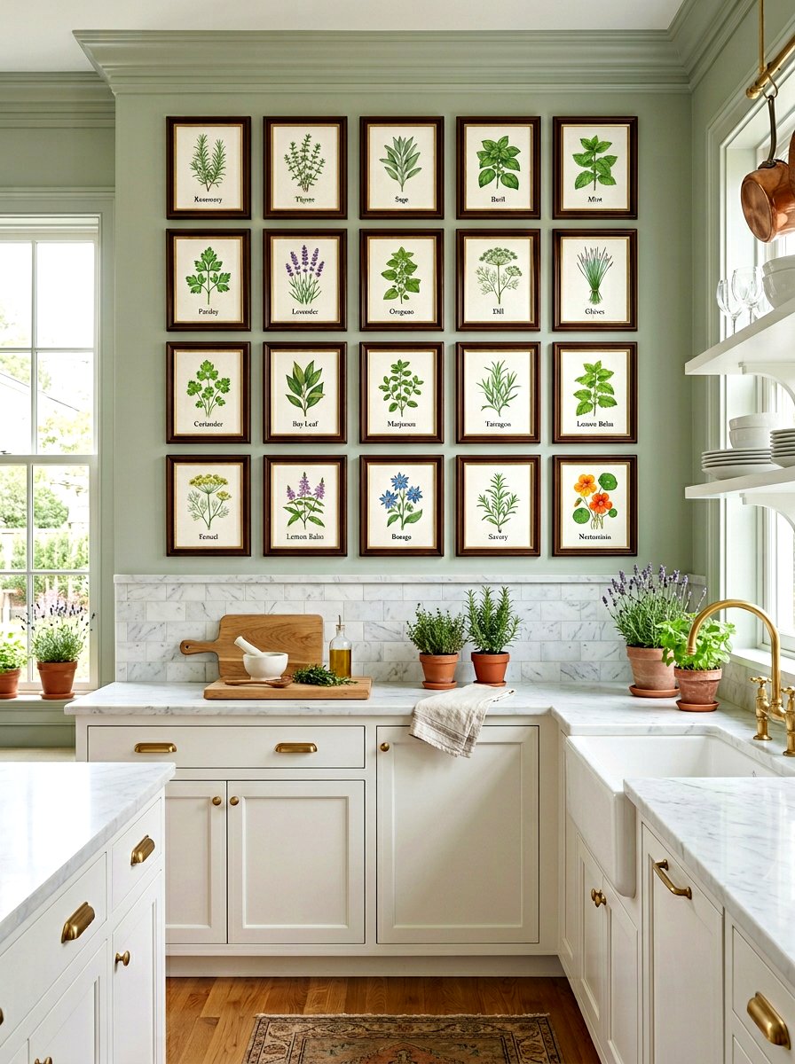 Botanical Gallery Wall - 30 kitchen wall decor ideas