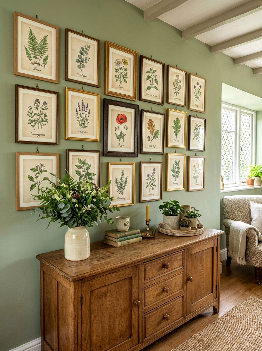 Botanical Gallery Wall - 30 English country living room ideas
