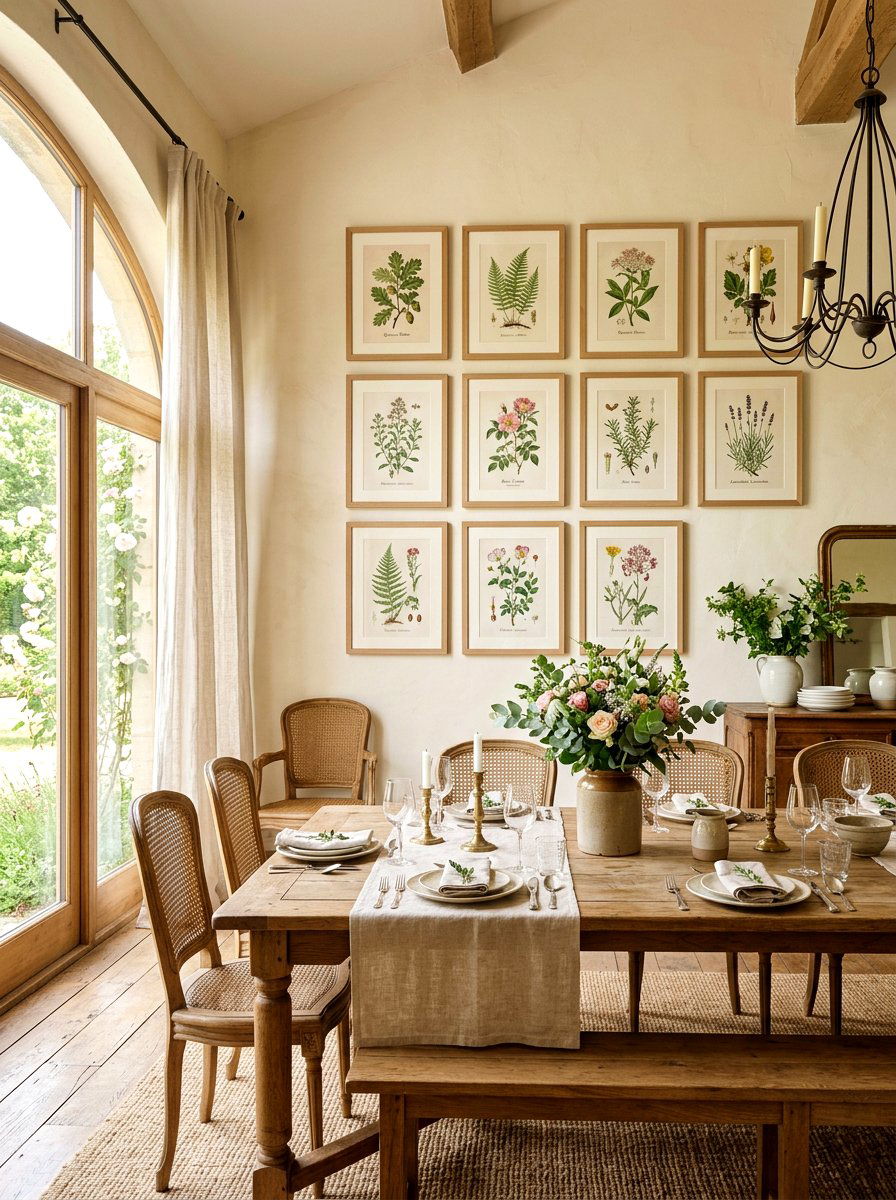 Botanical Gallery Wall Art - 30 French country dining room decor ideas