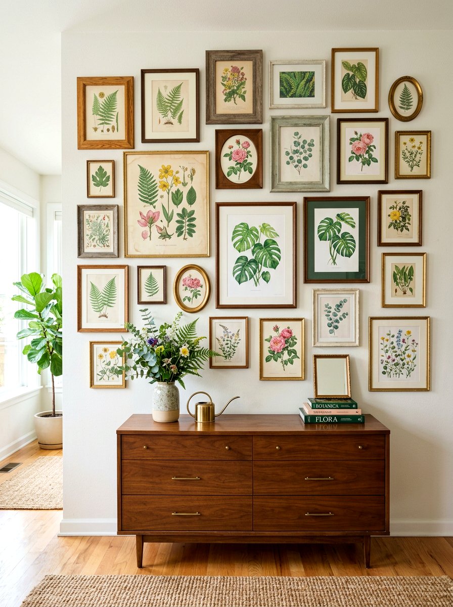 Botanical Gallery Wall - 30 boho bedroom ideas