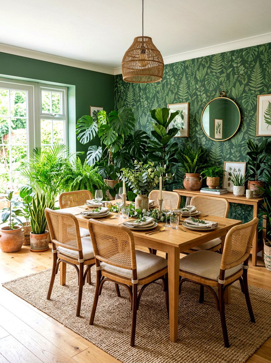 Botanical Green Dining - 30 formal dining room ideas