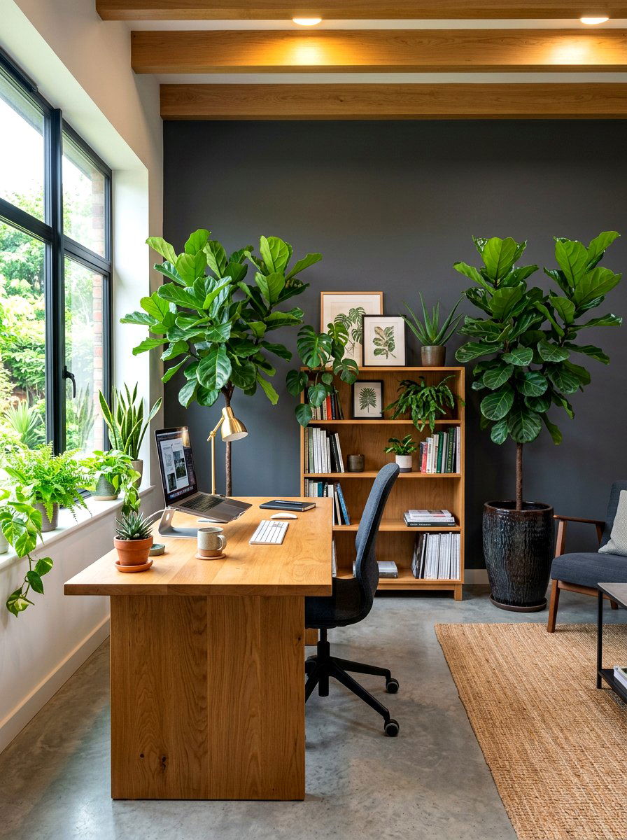 Botanical Greenery Accents - 30 moody editor office ideas