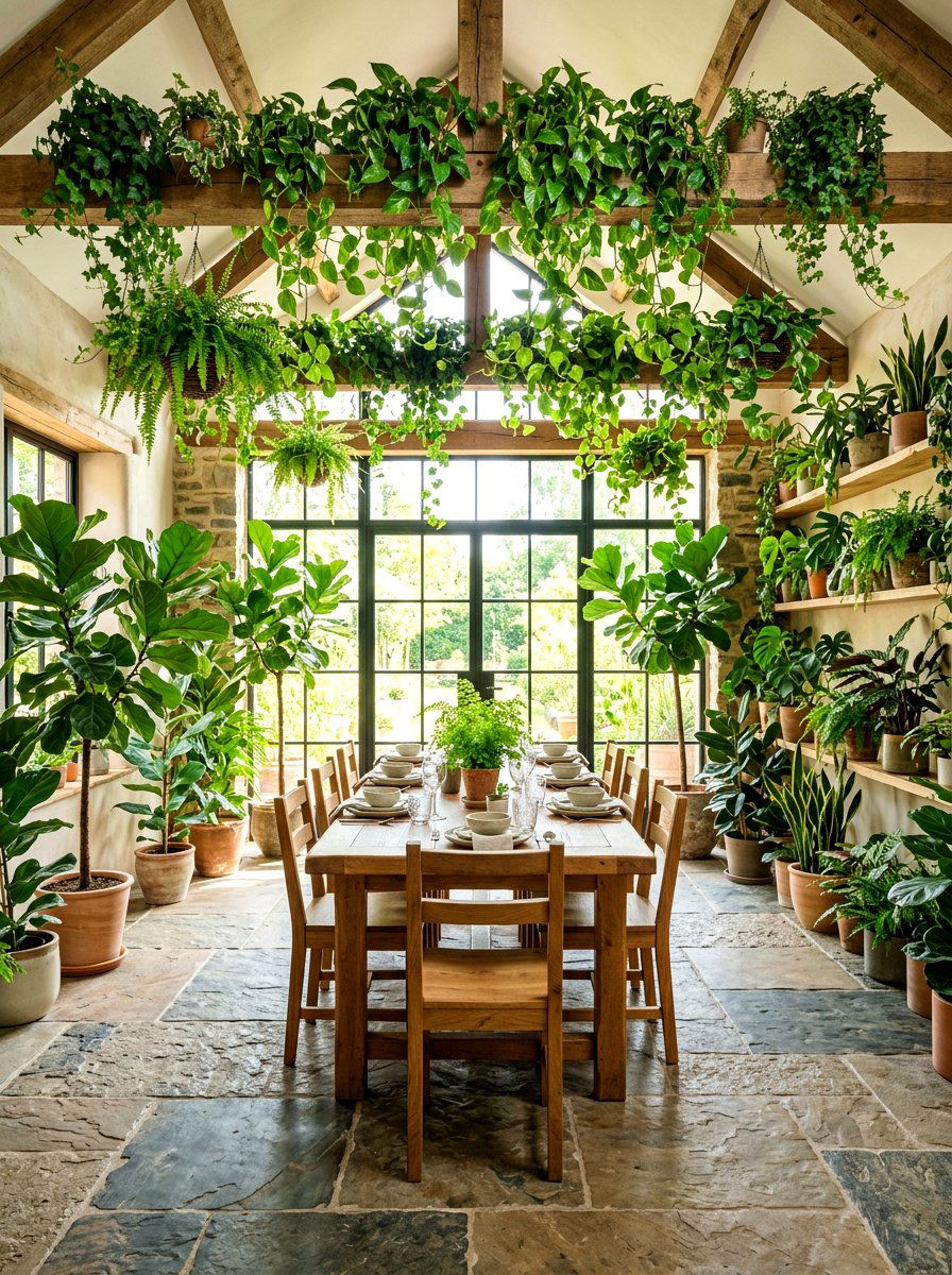 Botanical Greenery Indoor Garden - 30 eclectic dining room ideas