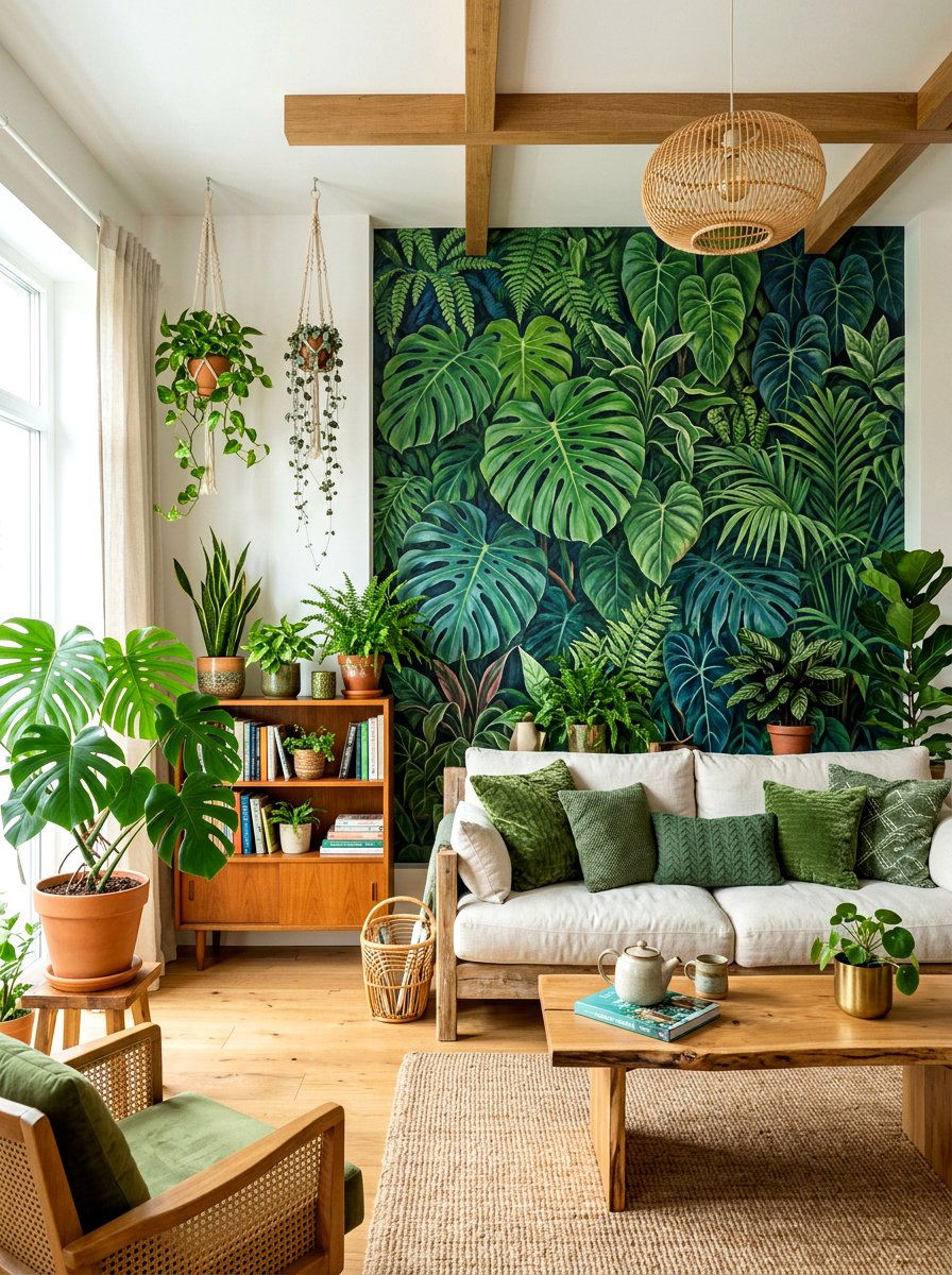 Botanical Greenery Leafy Wall Mural - 30 mural kids bedroom ideas