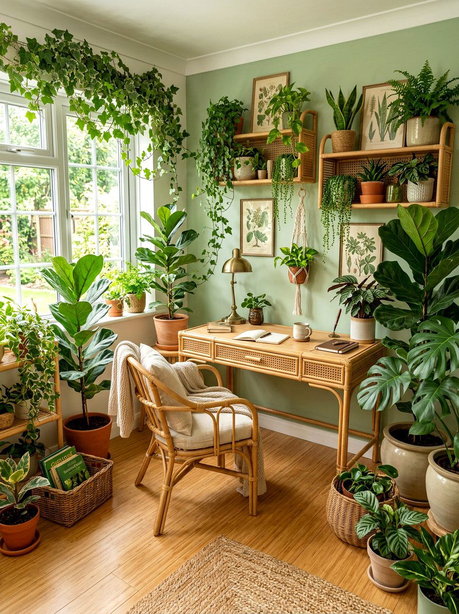 Botanical Greenery Study Room - 30 study room ideas