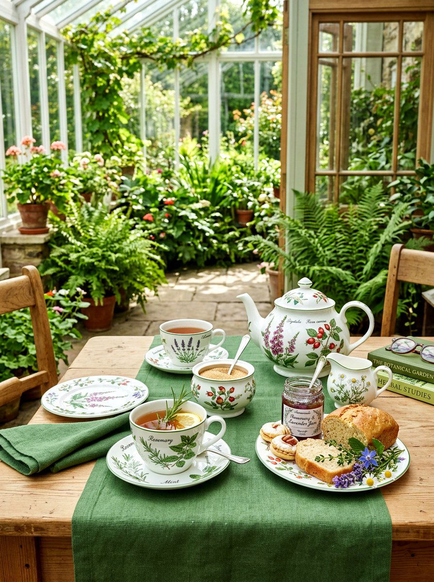 Botanical Illustration Tea Service - 30 English tea tablescape ideas