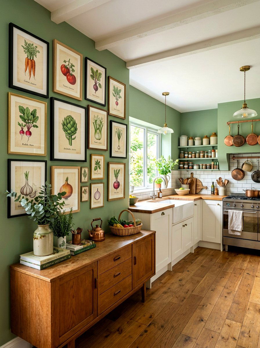 Botanical Illustration Wall Art - 30 cabbagecore kitchen ideas